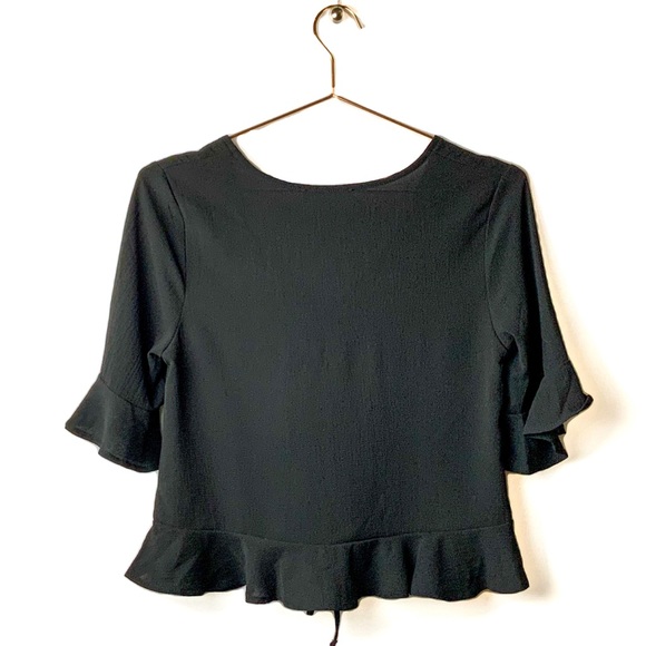 🌸 ELODIE Ruched Drawstring Ruffle Blouse - Picture 3 of 4